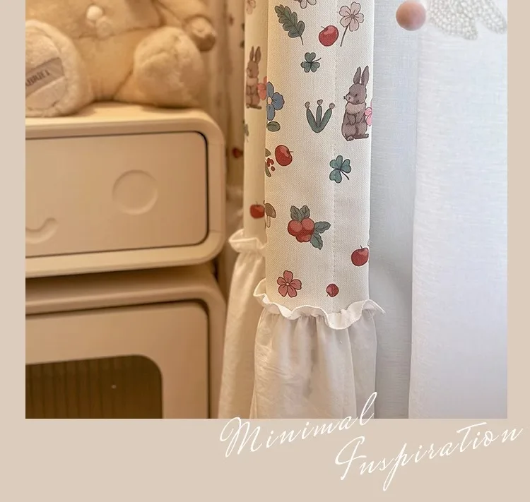 Little Flower Rabbit Cream French Children's Room Cute Cartoon Princess Girl Bedroom Blackout Skirt Curtain Design