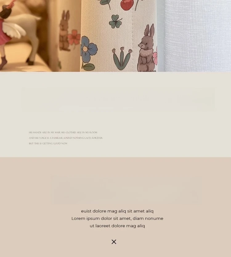 Little Flower Rabbit Cream French Children's Room Cute Cartoon Princess Girl Bedroom Blackout Skirt Curtain Design