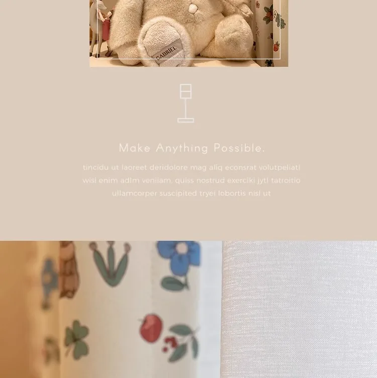Little Flower Rabbit Cream French Children's Room Cute Cartoon Princess Girl Bedroom Blackout Skirt Curtain Design