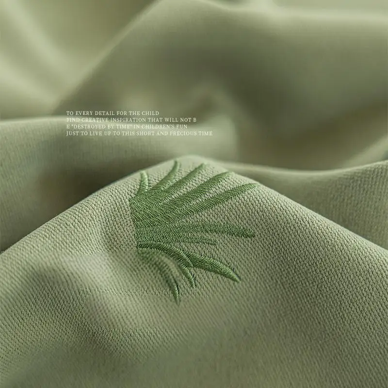 Cartoon Green Animal Lamb Embroidery Kids Bedroom Privacy Curtains ,Boys Girls Room Thickened Chenille Blackout Windows Drapes