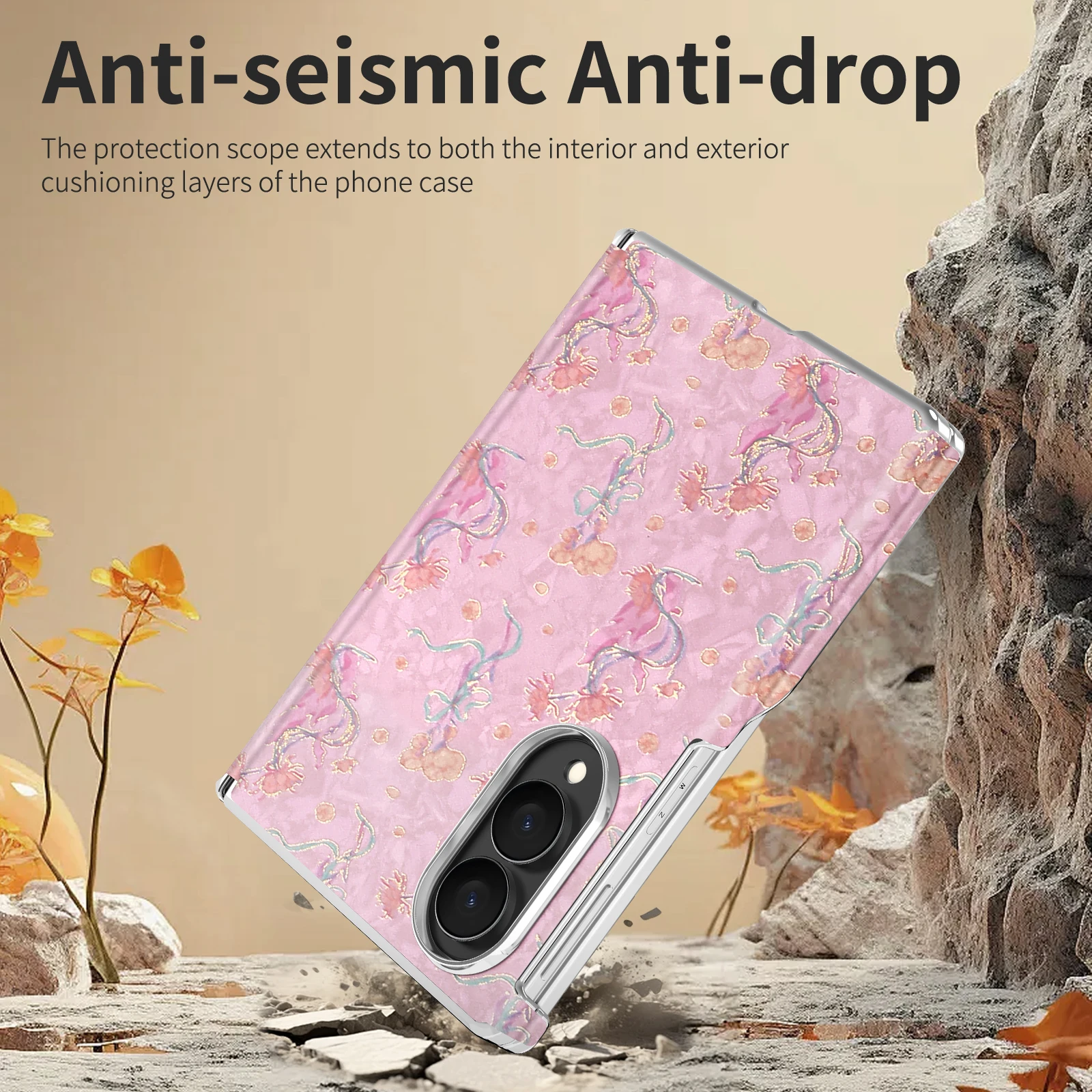 Fashionable Magnetic Floral PC Phone Case for Samsung Z Fold 8 Wide Shockproof for Magsafe Dual Axis Protection Slim fit Cover