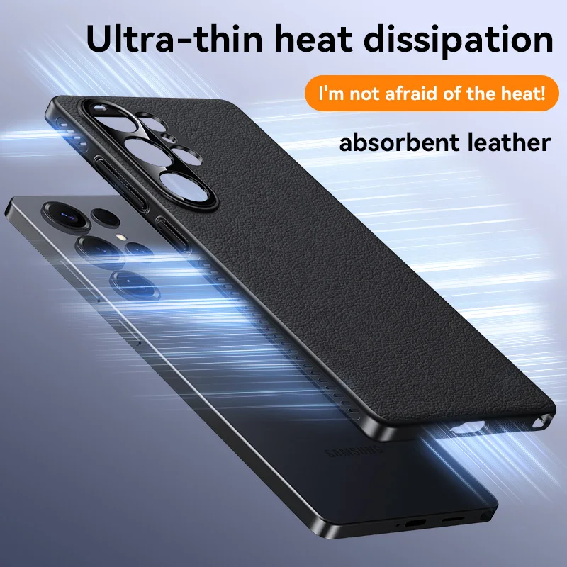 Luxury Business Magnetic Vegan Leather Case for Samsung S26 Ultra 25 24 Side Heat Dissipation Shockproof  For Magsafe Slim Cover