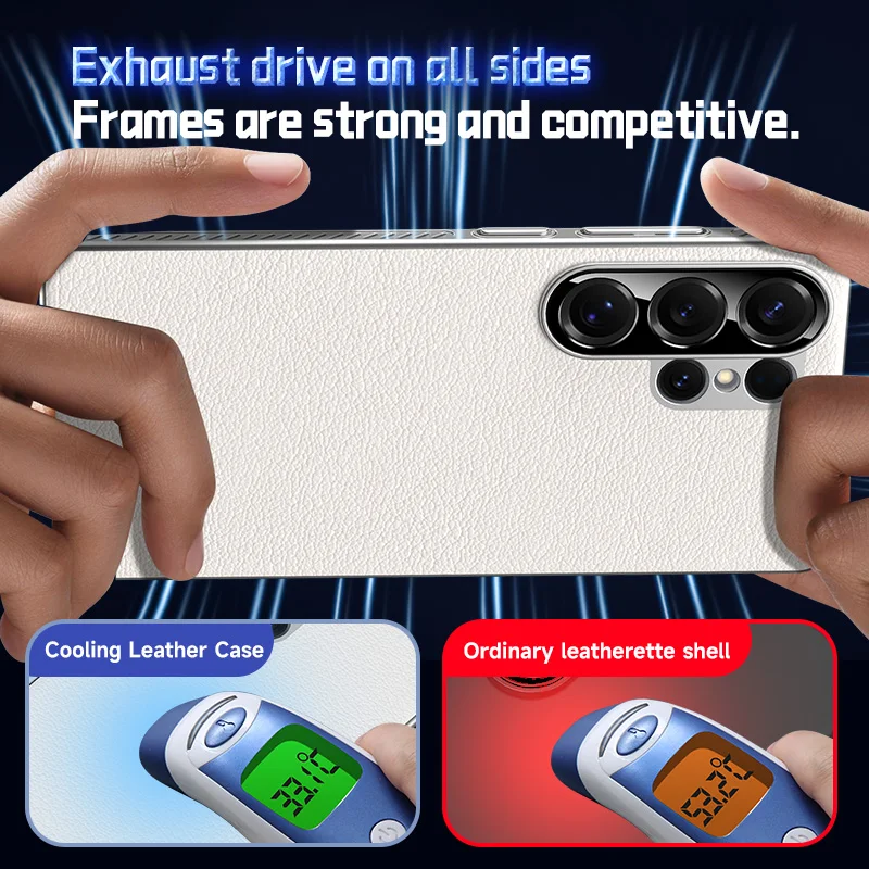 Luxury Business Magnetic Vegan Leather Case for Samsung S26 Ultra 25 24 Side Heat Dissipation Shockproof  For Magsafe Slim Cover