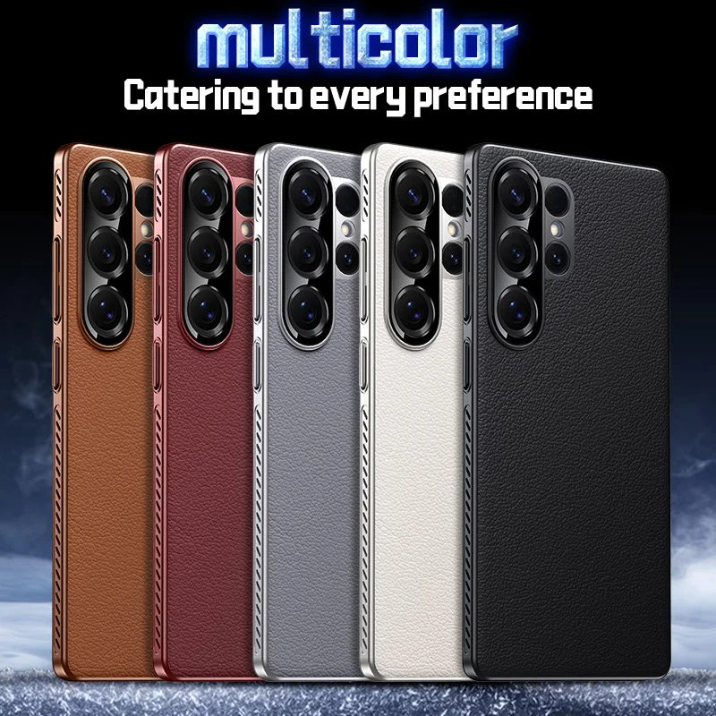 Luxury Business Magnetic Vegan Leather Case for Samsung S26 Ultra 25 24 Side Heat Dissipation Shockproof  For Magsafe Slim Cover