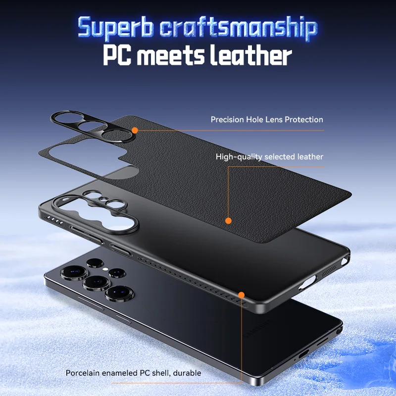 Luxury Business Magnetic Vegan Leather Case for Samsung S26 Ultra 25 24 Side Heat Dissipation Shockproof  For Magsafe Slim Cover