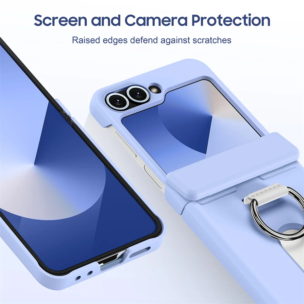 Luxury Wallet Clip Flip Slot Card Phone Case for Samsung Z Flip 8 7 6 5 5G Flip6 ZFlip5 ZFlip6 Finger Ring Shockproof PC Covers