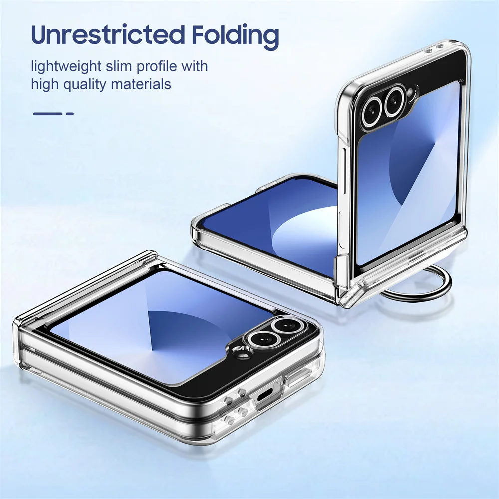 Luxury Wallet Clip Flip Slot Card Phone Case for Samsung Z Flip 8 7 6 5 5G Flip6 ZFlip5 ZFlip6 Finger Ring Shockproof PC Covers