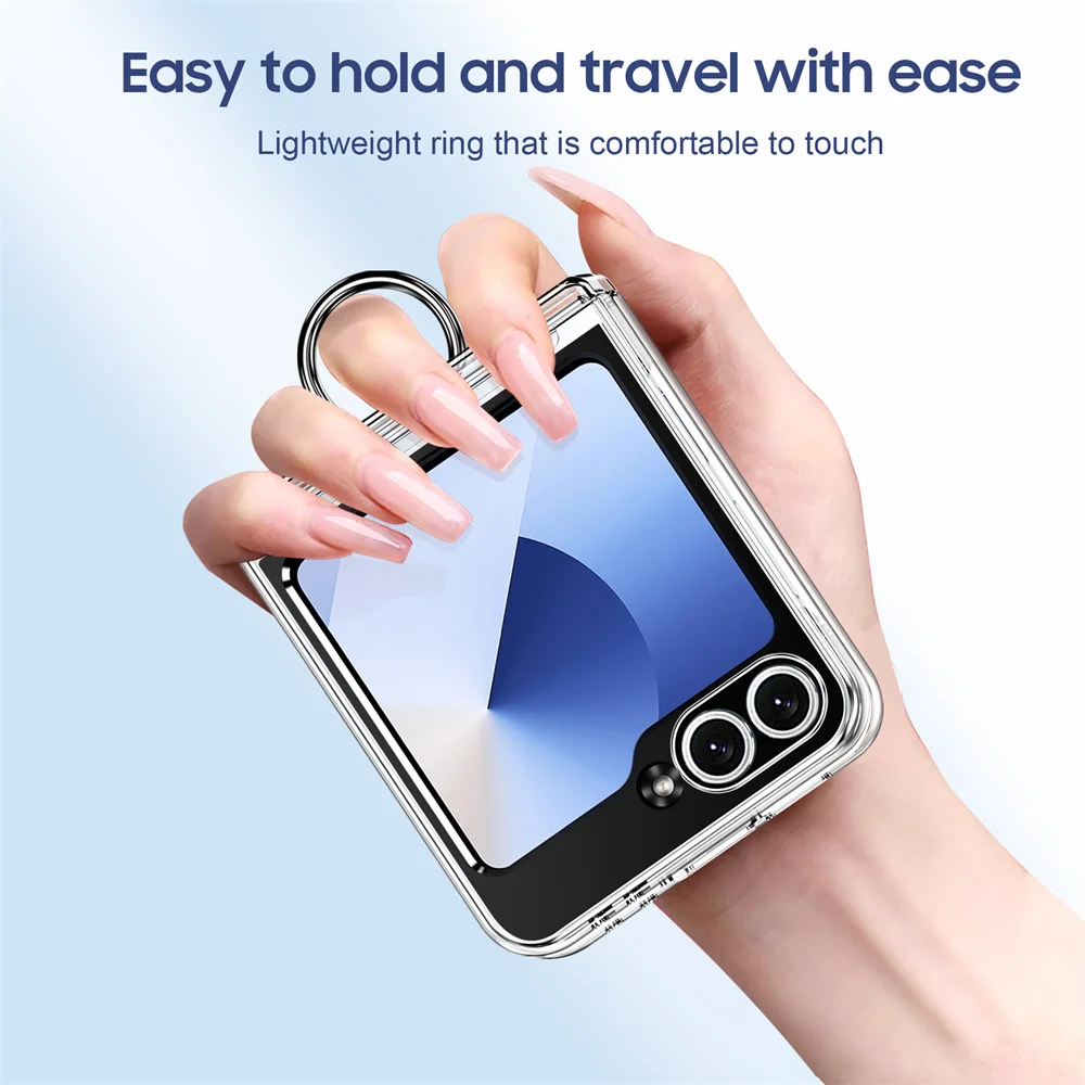Luxury Wallet Clip Flip Slot Card Phone Case for Samsung Z Flip 8 7 6 5 5G Flip6 ZFlip5 ZFlip6 Finger Ring Shockproof PC Covers