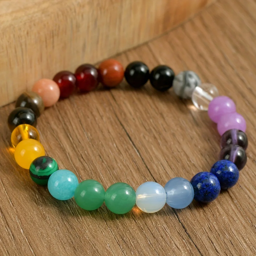 Natural Stone Symbolic Beaded Bracelet Women Men Anxiety Relief Protection Money Spiritual Inner Self-Love Jewelry