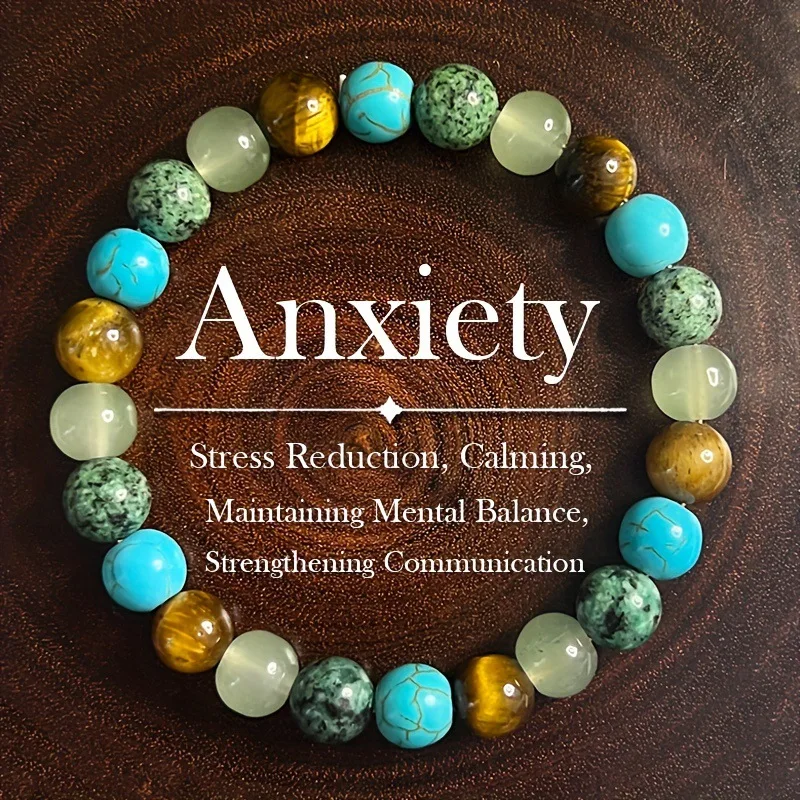 Natural Stone Symbolic Beaded Bracelet Women Men Anxiety Relief Protection Money Spiritual Inner Self-Love Jewelry