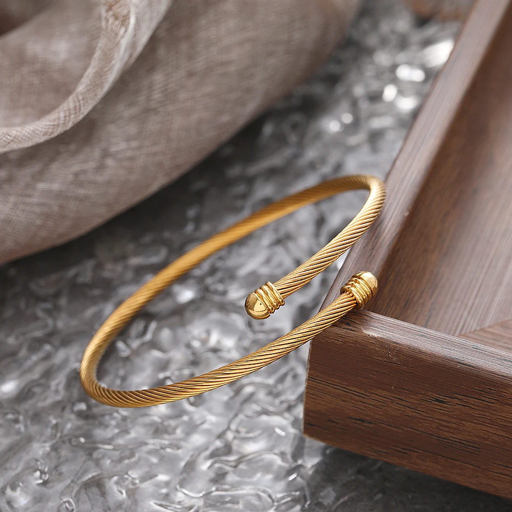 woiwoi Stainless Steel Bracelets Vintage Fashion Simplicity Temperament Decals Wires Metal Bracelet For Women Jewelry Gifts