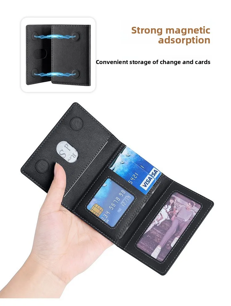 Trifold Magnetic Phone Wallet PU Leather Card Bag Magnetic Card Holder Wallet Storage for IPhone16 15 12 13 14 Pro Max Plus Mini