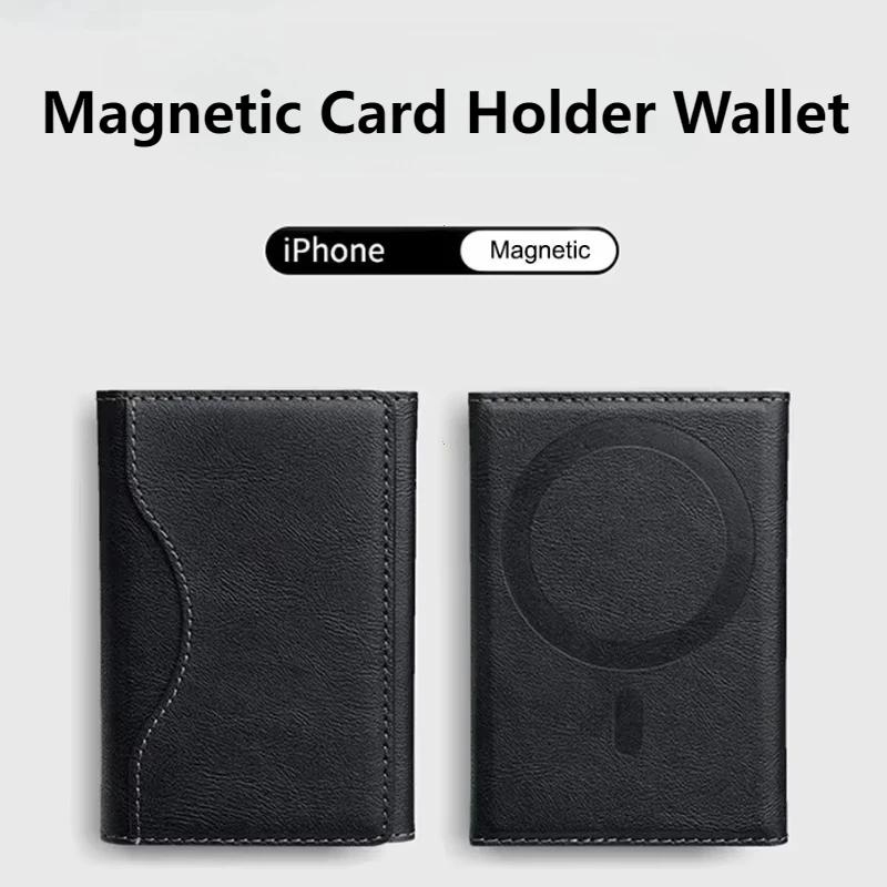 Trifold Magnetic Phone Wallet PU Leather Card Bag Magnetic Card Holder Wallet Storage for IPhone16 15 12 13 14 Pro Max Plus Mini