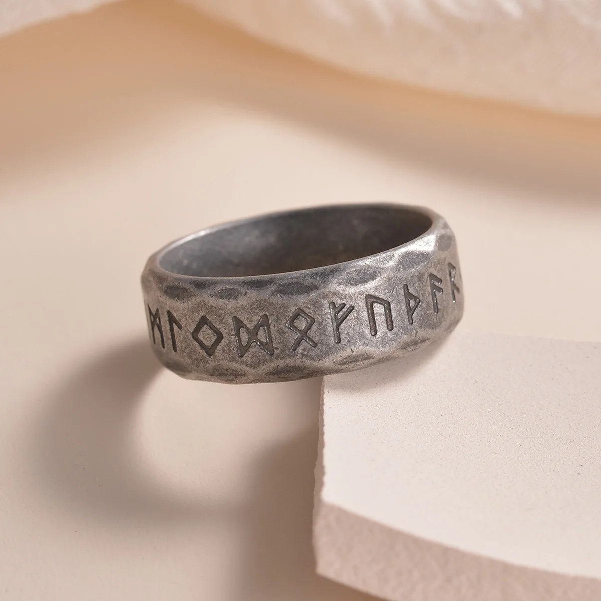 HNSP 316L Stainless Steel Viking Rune Signet Ring For Men Vintage Jewely Finger Accessories Male US Size