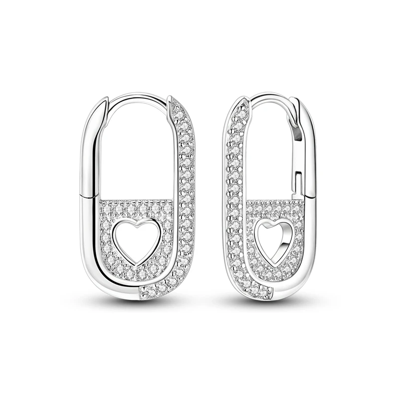 925 Sterling Silver Earrings Women Sparkling U-shaped Zirconium Hoop Earring For Anniversary Wedding Jewelry Gifts