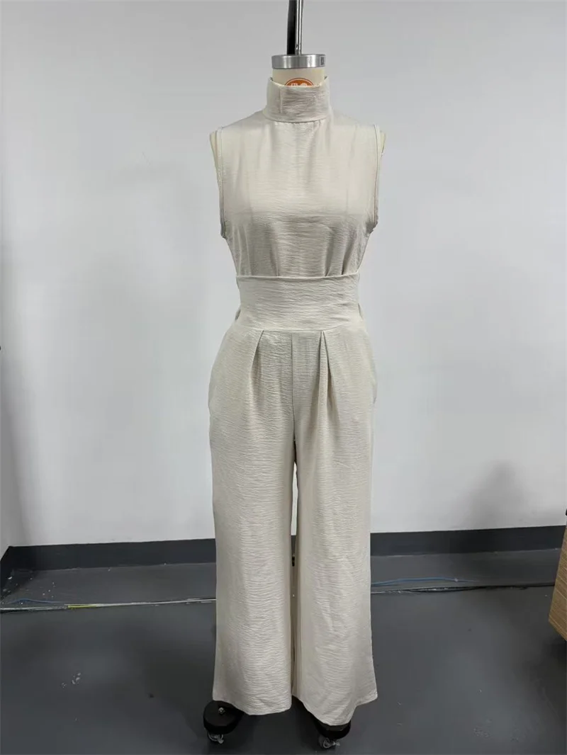 Women Summer Fashion Casual Loose Solid Suit Cotton Linen Set Sleeveless Tops Wide Leg Pants Office Ladies 2 Piece Sets 2026