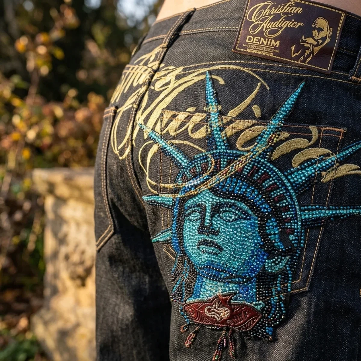 Y2k Statue of liberty Diamonds Jeans Casual Denim Pants High Waist Straight Wide Leg Jeans Harajuku Vintage 2000s Women Clothing