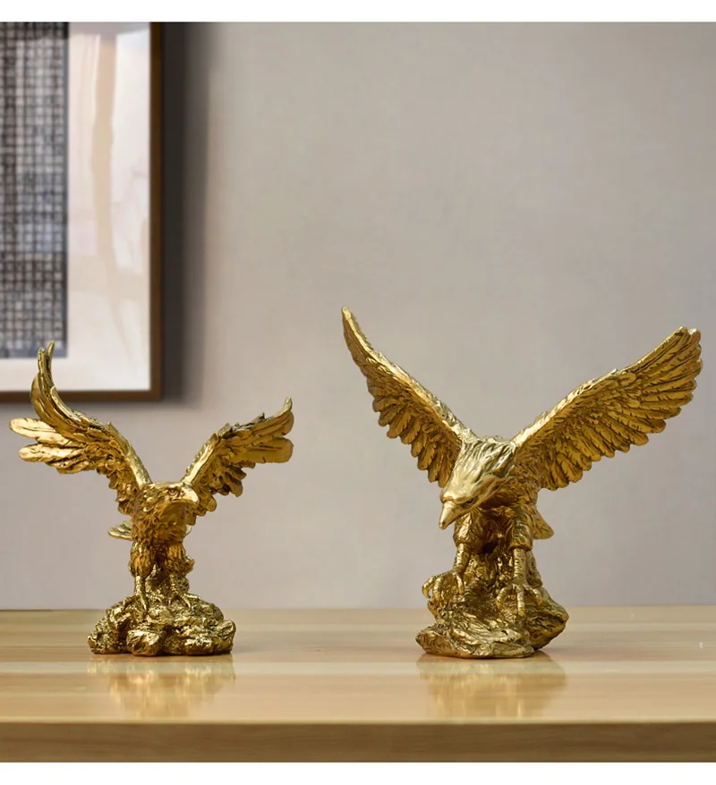 NORTHEUINS American Resin Golden Eagle Statue Art Animal Model Collection Ornament Home Office Desktop Feng Shui Decor Figurines