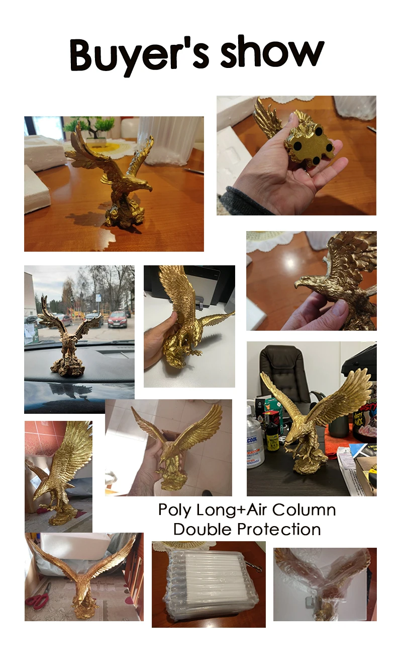 NORTHEUINS American Resin Golden Eagle Statue Art Animal Model Collection Ornament Home Office Desktop Feng Shui Decor Figurines