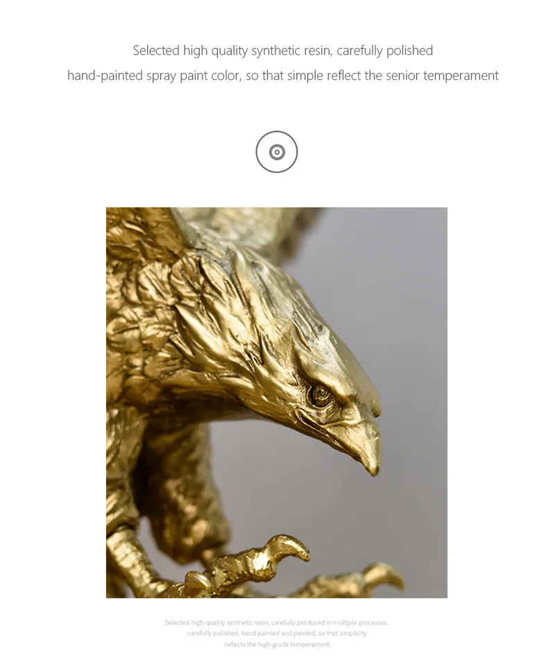 NORTHEUINS American Resin Golden Eagle Statue Art Animal Model Collection Ornament Home Office Desktop Feng Shui Decor Figurines