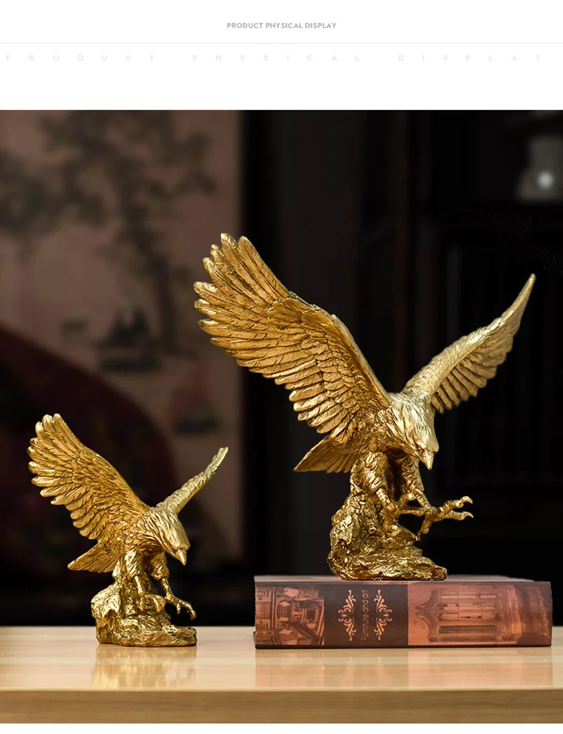 NORTHEUINS American Resin Golden Eagle Statue Art Animal Model Collection Ornament Home Office Desktop Feng Shui Decor Figurines