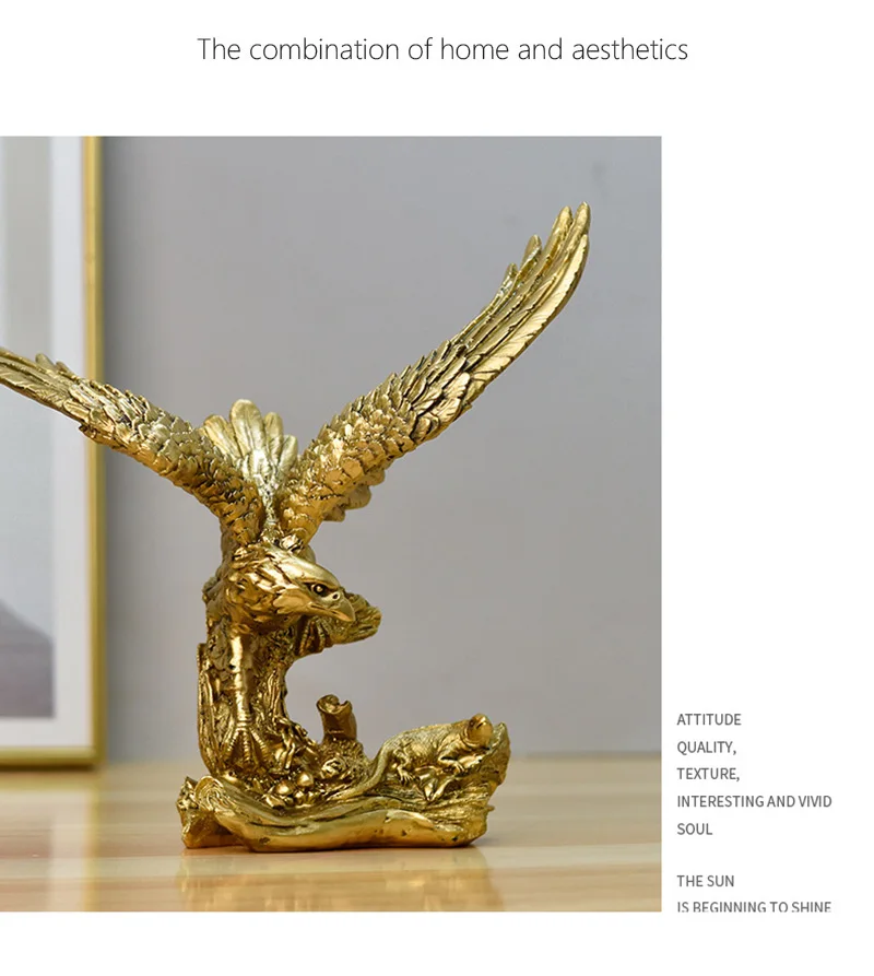 NORTHEUINS American Resin Golden Eagle Statue Art Animal Model Collection Ornament Home Office Desktop Feng Shui Decor Figurines