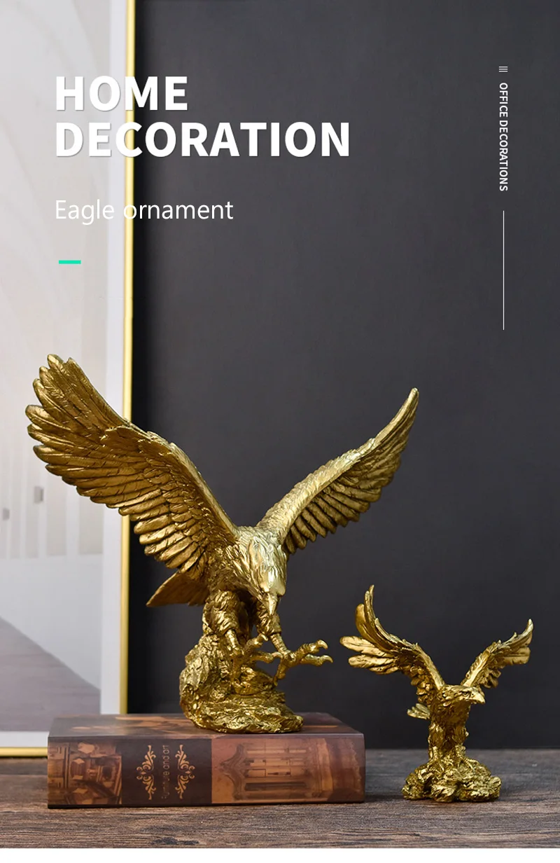 NORTHEUINS American Resin Golden Eagle Statue Art Animal Model Collection Ornament Home Office Desktop Feng Shui Decor Figurines
