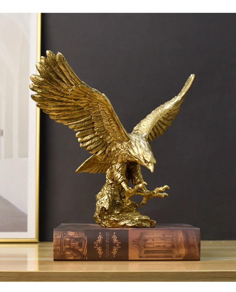 NORTHEUINS American Resin Golden Eagle Statue Art Animal Model Collection Ornament Home Office Desktop Feng Shui Decor Figurines
