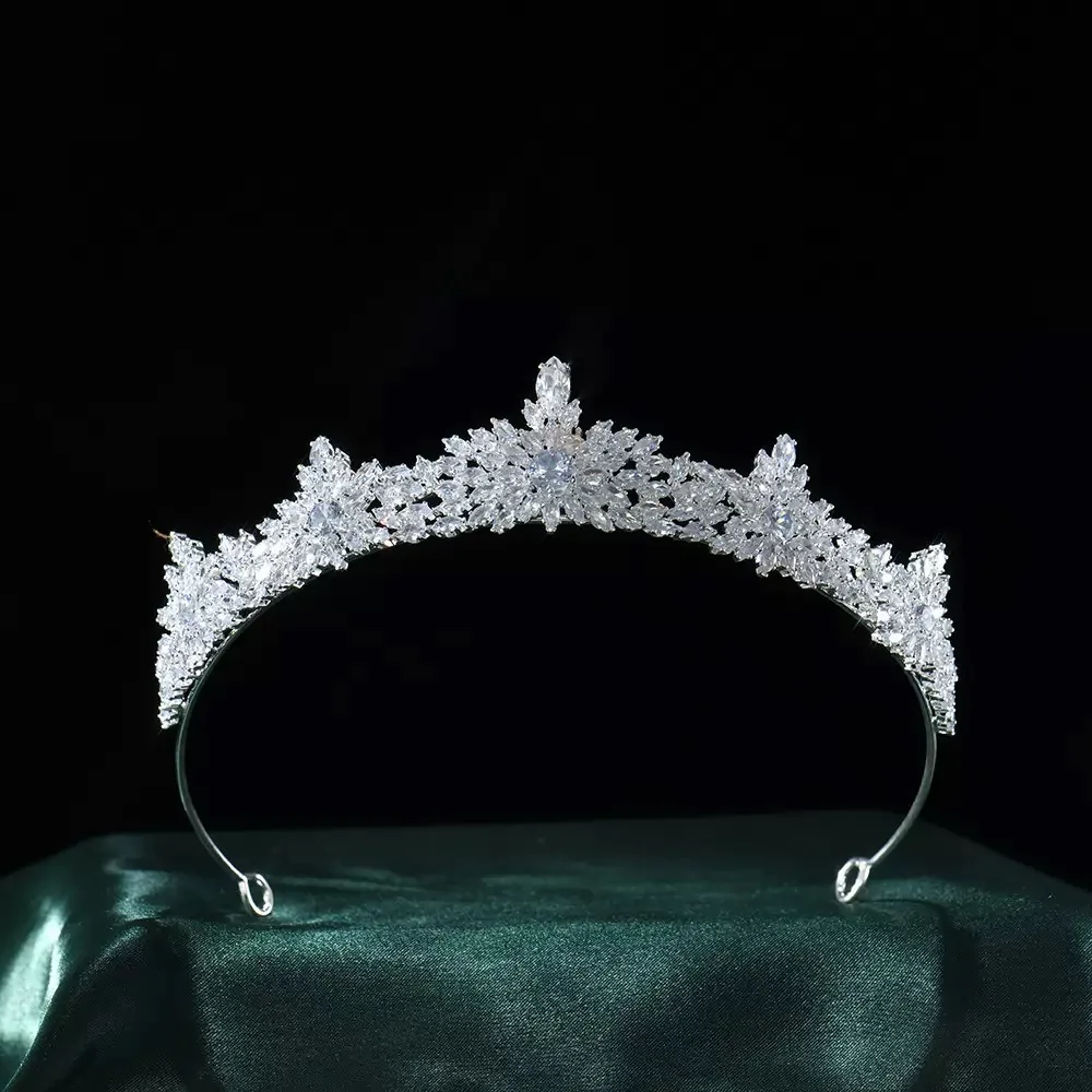 CZ Cubic Zirconia Tiaras and Crowns Headband For Brides Women Prom Pageant Headpiece Wedding Accessories Bridal Hair Jewelry