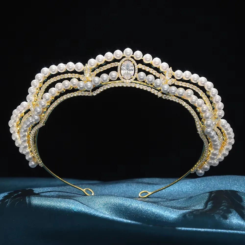 CZ Cubic Zirconia Tiaras and Crowns Headband For Brides Women Prom Pageant Headpiece Wedding Accessories Bridal Hair Jewelry
