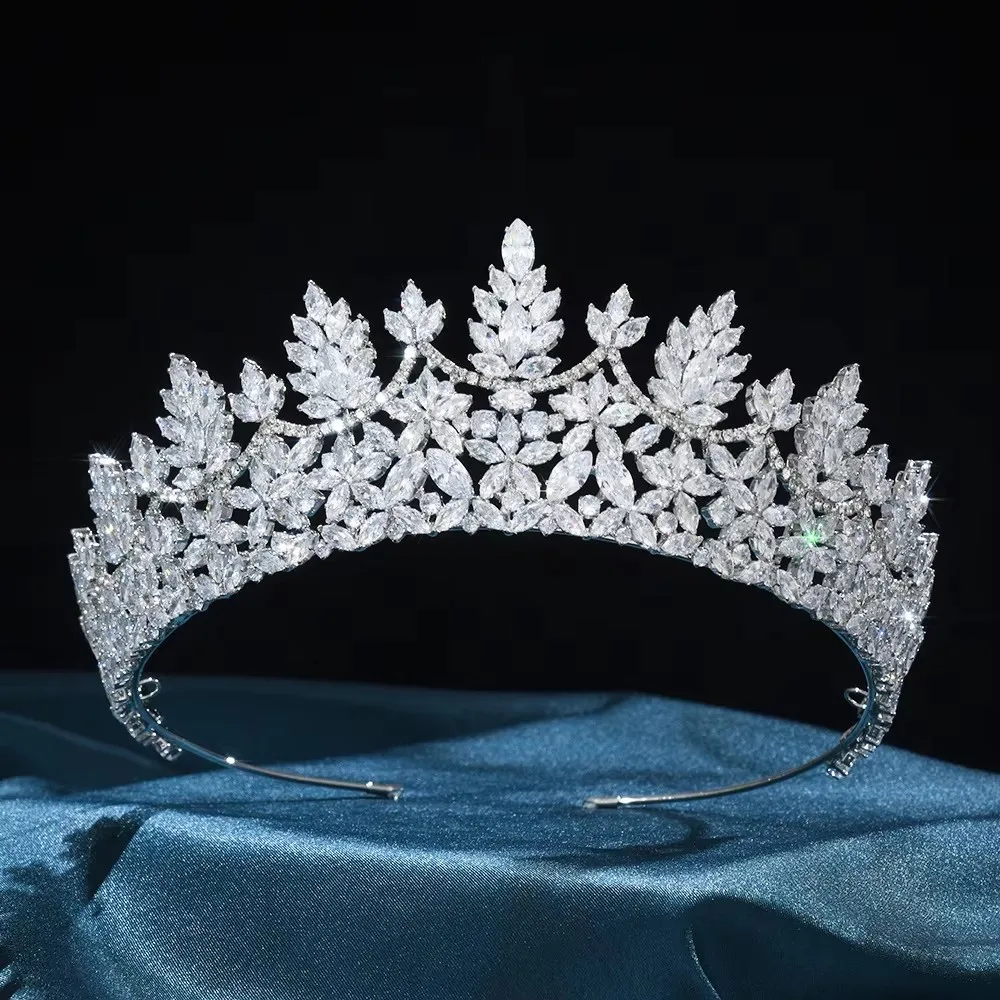 CZ Cubic Zirconia Tiaras and Crowns Headband For Brides Women Prom Pageant Headpiece Wedding Accessories Bridal Hair Jewelry