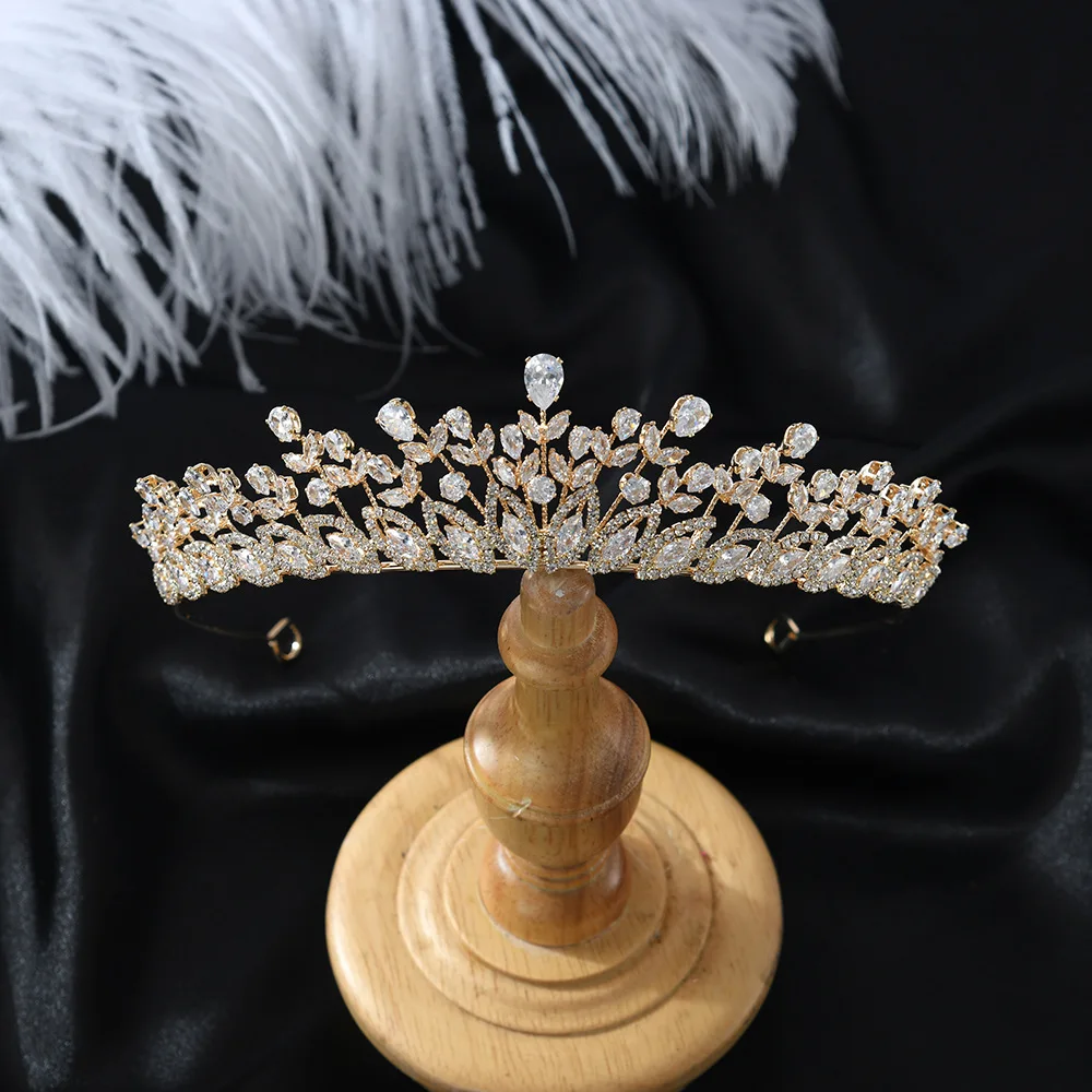 CZ Cubic Zirconia Tiaras and Crowns Headband For Brides Women Prom Pageant Headpiece Wedding Accessories Bridal Hair Jewelry
