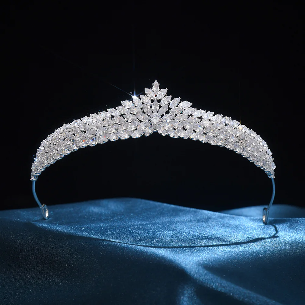 CZ Cubic Zirconia Tiaras and Crowns Headband For Brides Women Prom Pageant Headpiece Wedding Accessories Bridal Hair Jewelry