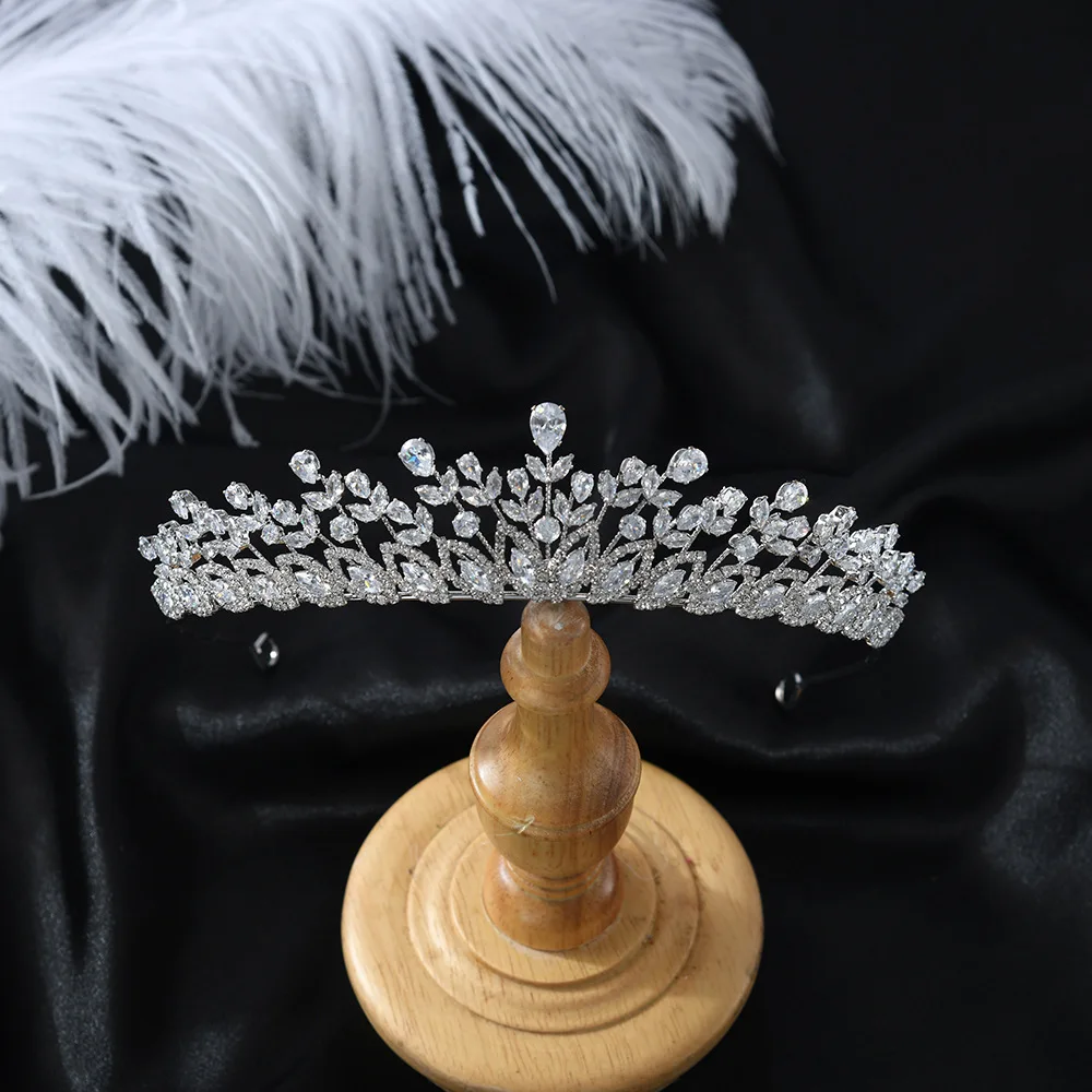 CZ Cubic Zirconia Tiaras and Crowns Headband For Brides Women Prom Pageant Headpiece Wedding Accessories Bridal Hair Jewelry