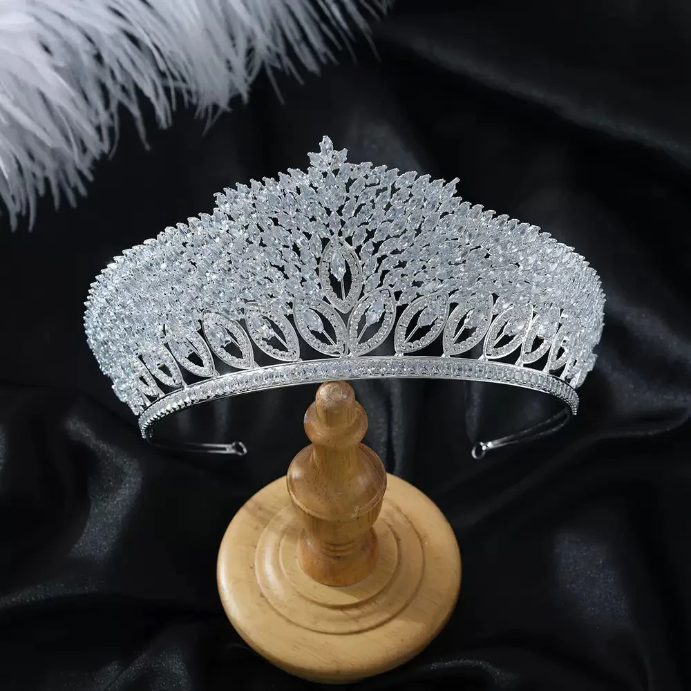 CZ Cubic Zirconia Tiaras and Crowns Headband For Brides Women Prom Pageant Headpiece Wedding Accessories Bridal Hair Jewelry