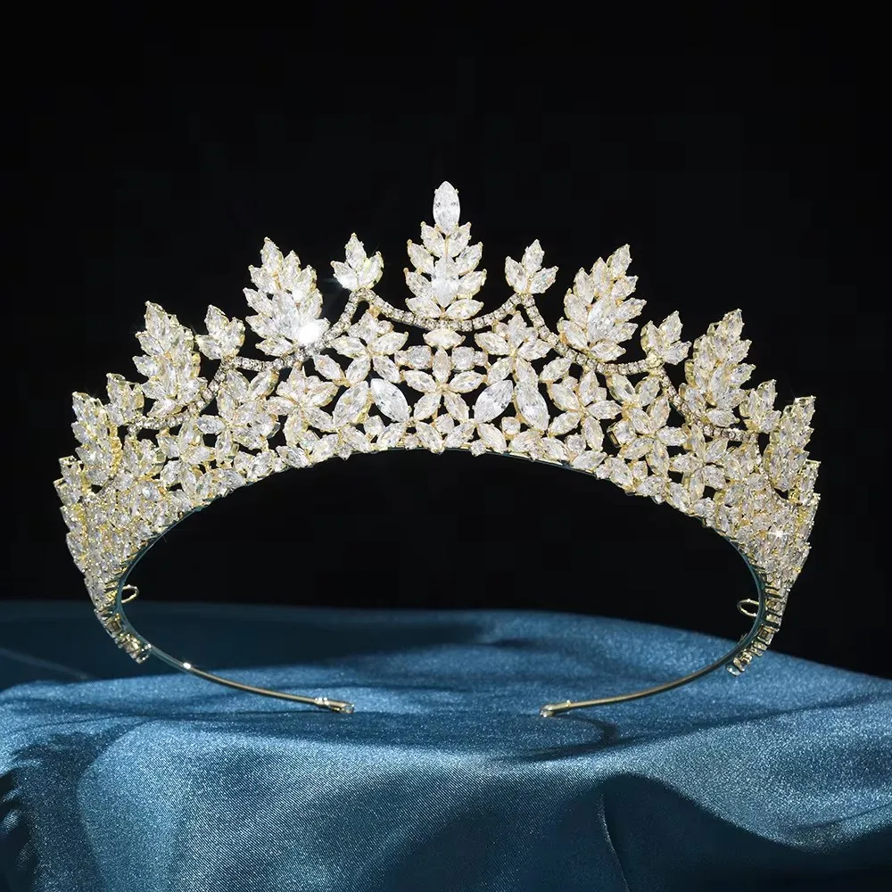 CZ Cubic Zirconia Tiaras and Crowns Headband For Brides Women Prom Pageant Headpiece Wedding Accessories Bridal Hair Jewelry