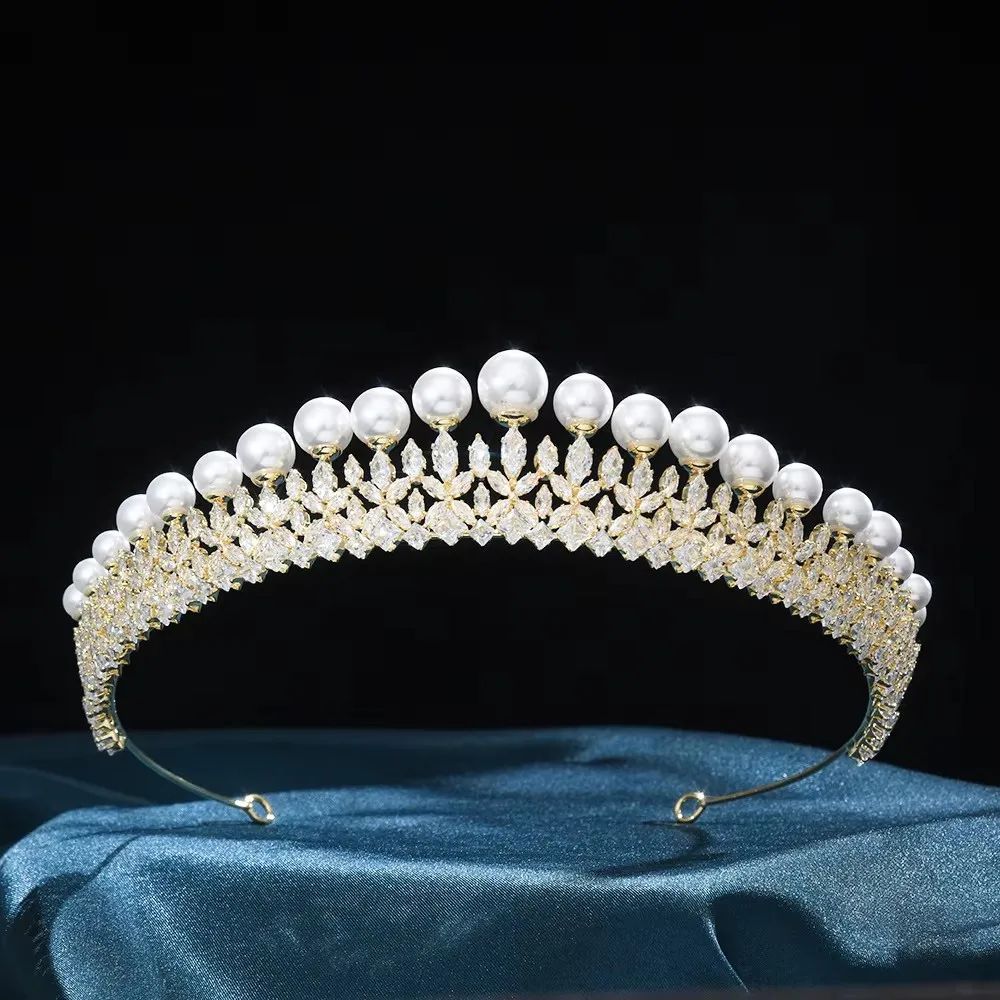 CZ Cubic Zirconia Tiaras and Crowns Headband For Brides Women Prom Pageant Headpiece Wedding Accessories Bridal Hair Jewelry