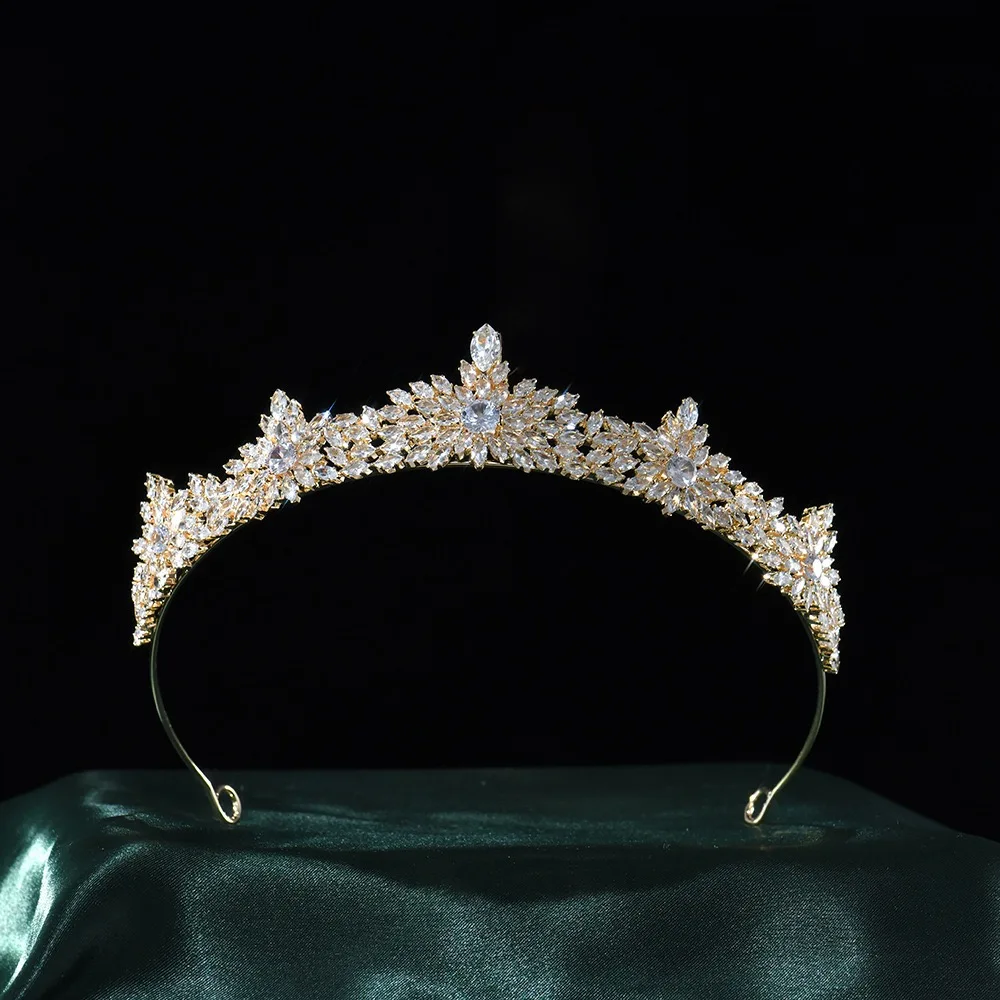 CZ Cubic Zirconia Tiaras and Crowns Headband For Brides Women Prom Pageant Headpiece Wedding Accessories Bridal Hair Jewelry