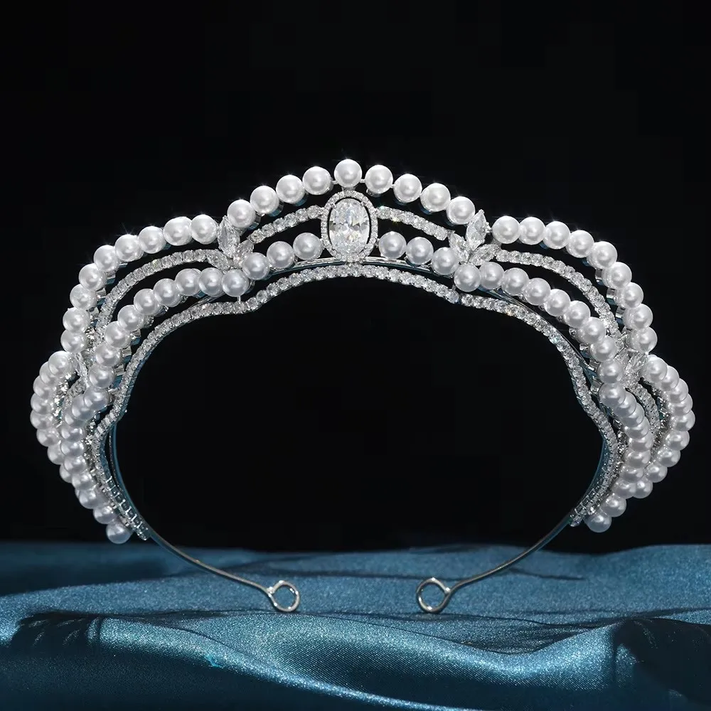 CZ Cubic Zirconia Tiaras and Crowns Headband For Brides Women Prom Pageant Headpiece Wedding Accessories Bridal Hair Jewelry