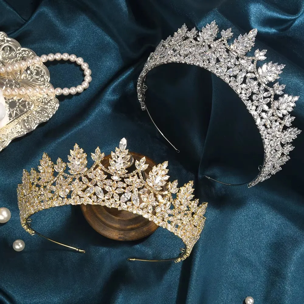 CZ Cubic Zirconia Tiaras and Crowns Headband For Brides Women Prom Pageant Headpiece Wedding Accessories Bridal Hair Jewelry