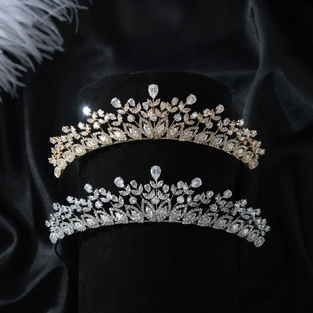 CZ Cubic Zirconia Tiaras and Crowns Headband For Brides Women Prom Pageant Headpiece Wedding Accessories Bridal Hair Jewelry