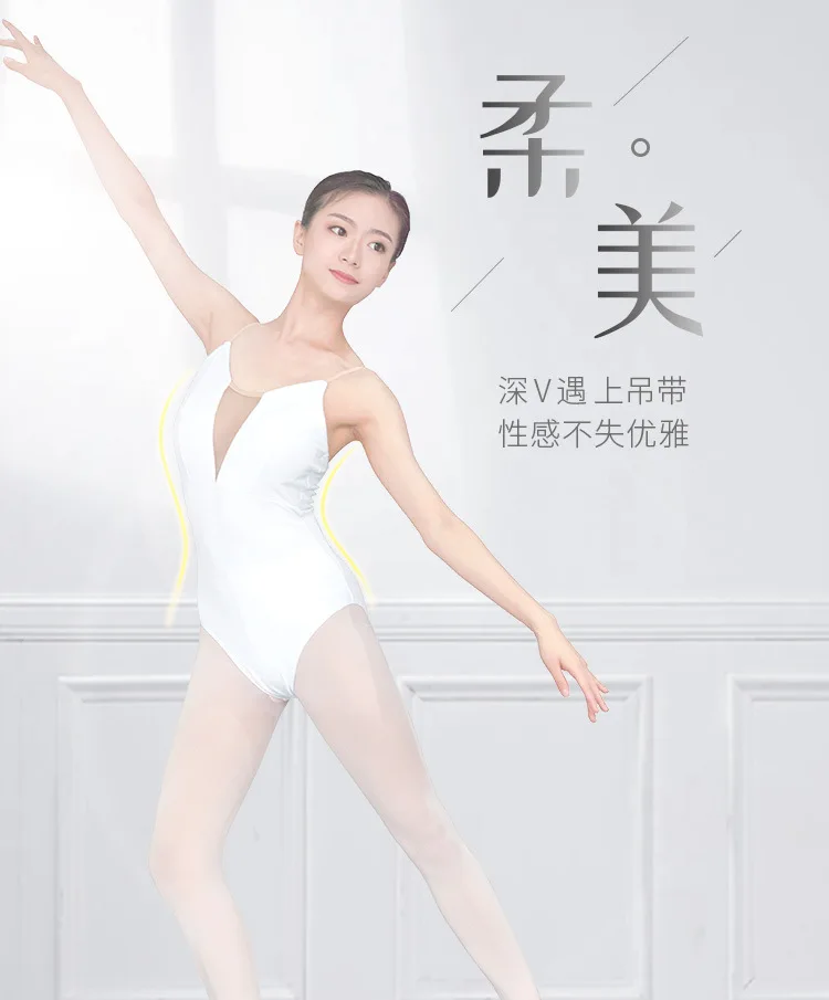 1pcs/lot Woman Ballet Leotard Lady Dance Costume Deep V Sling Gymnastic Dancing Leotard