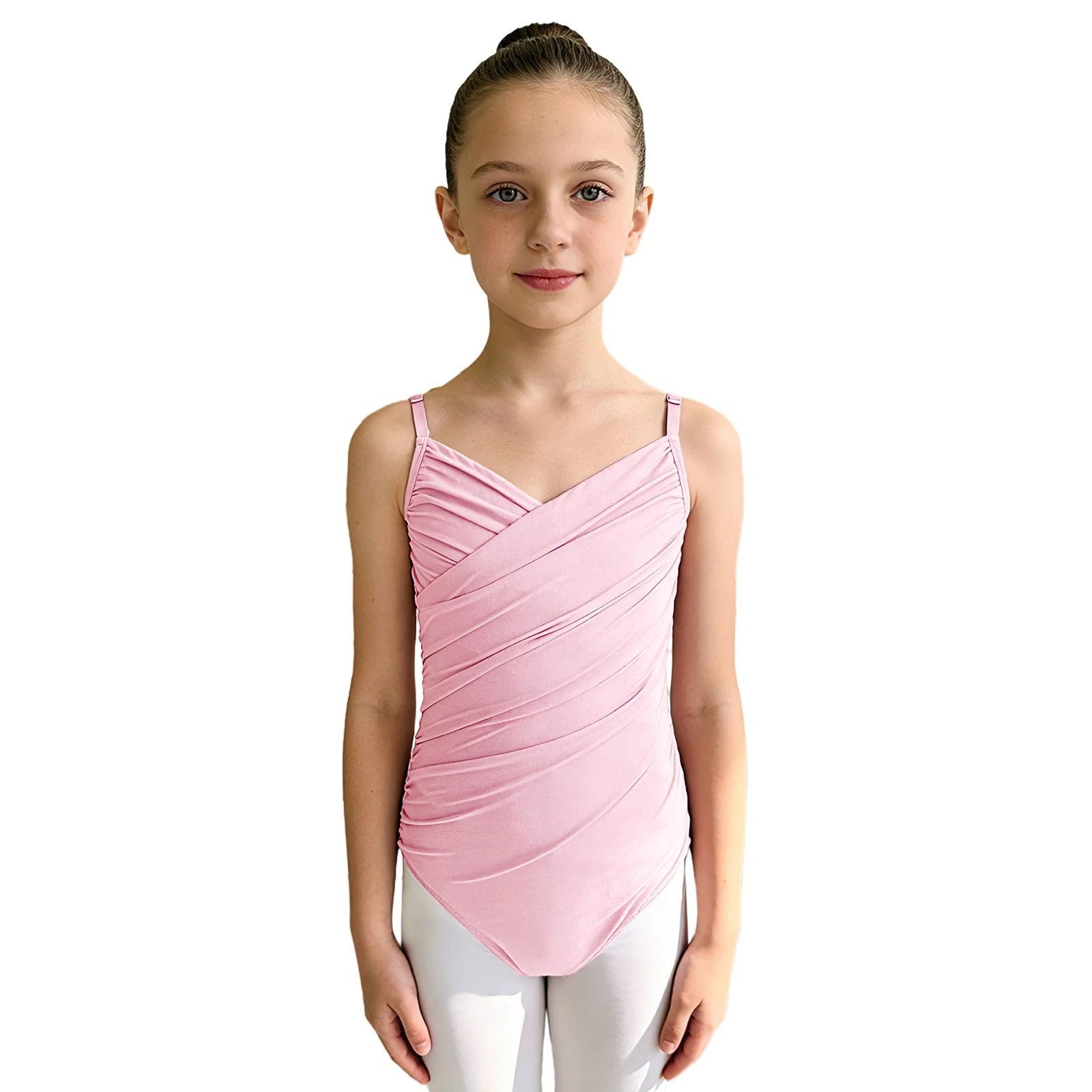 Kids Girls Ballet Warm-up Training Camisole Leotard Adjustable Spaghetti Straps Bodysuit for Ballet Gymnastics Stage Class Wear