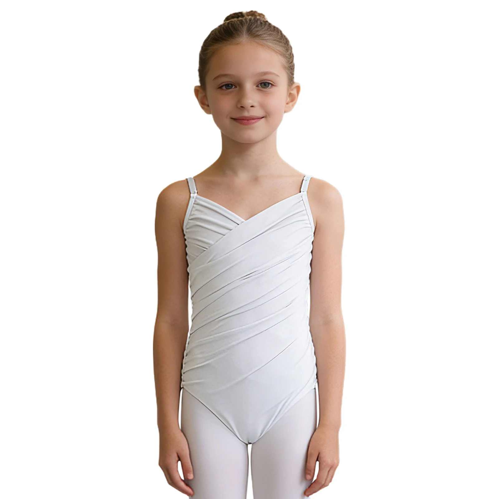 Kids Girls Ballet Warm-up Training Camisole Leotard Adjustable Spaghetti Straps Bodysuit for Ballet Gymnastics Stage Class Wear