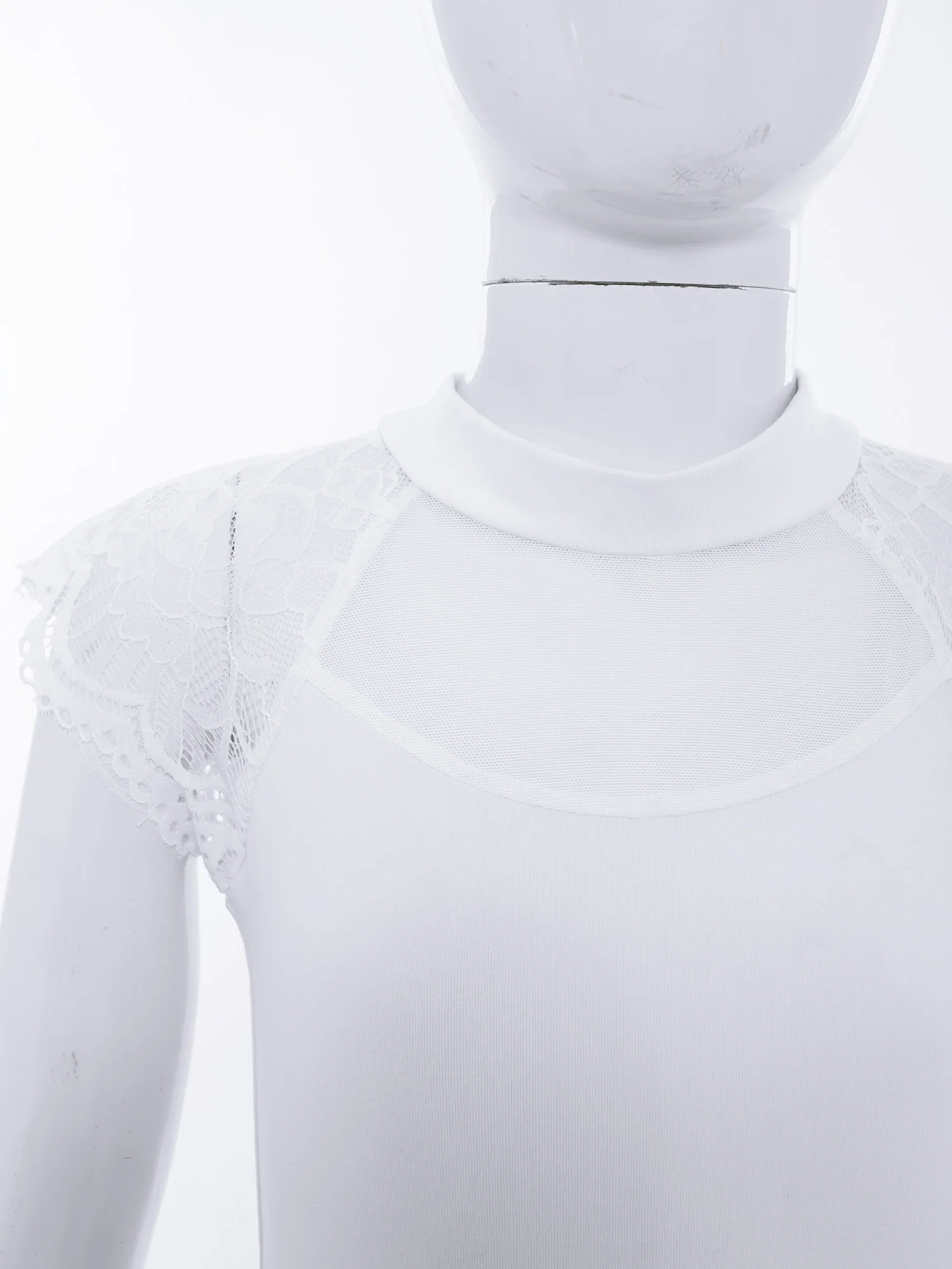 Kids Girls Lace Cap Sleeves Gymnastics Ballet Dance Leotard Sheer Mesh Cutout Bodysuit Ballet Practice Examination Dancewear