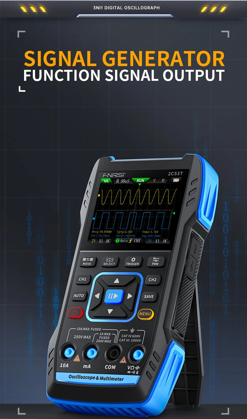 FNIRSI 2C23T 2C53T Upgrade 50MHz Handheld Digital Oscilloscope Multimeter Signal Generator 3 in 1 Dual Channel Automotive Tools