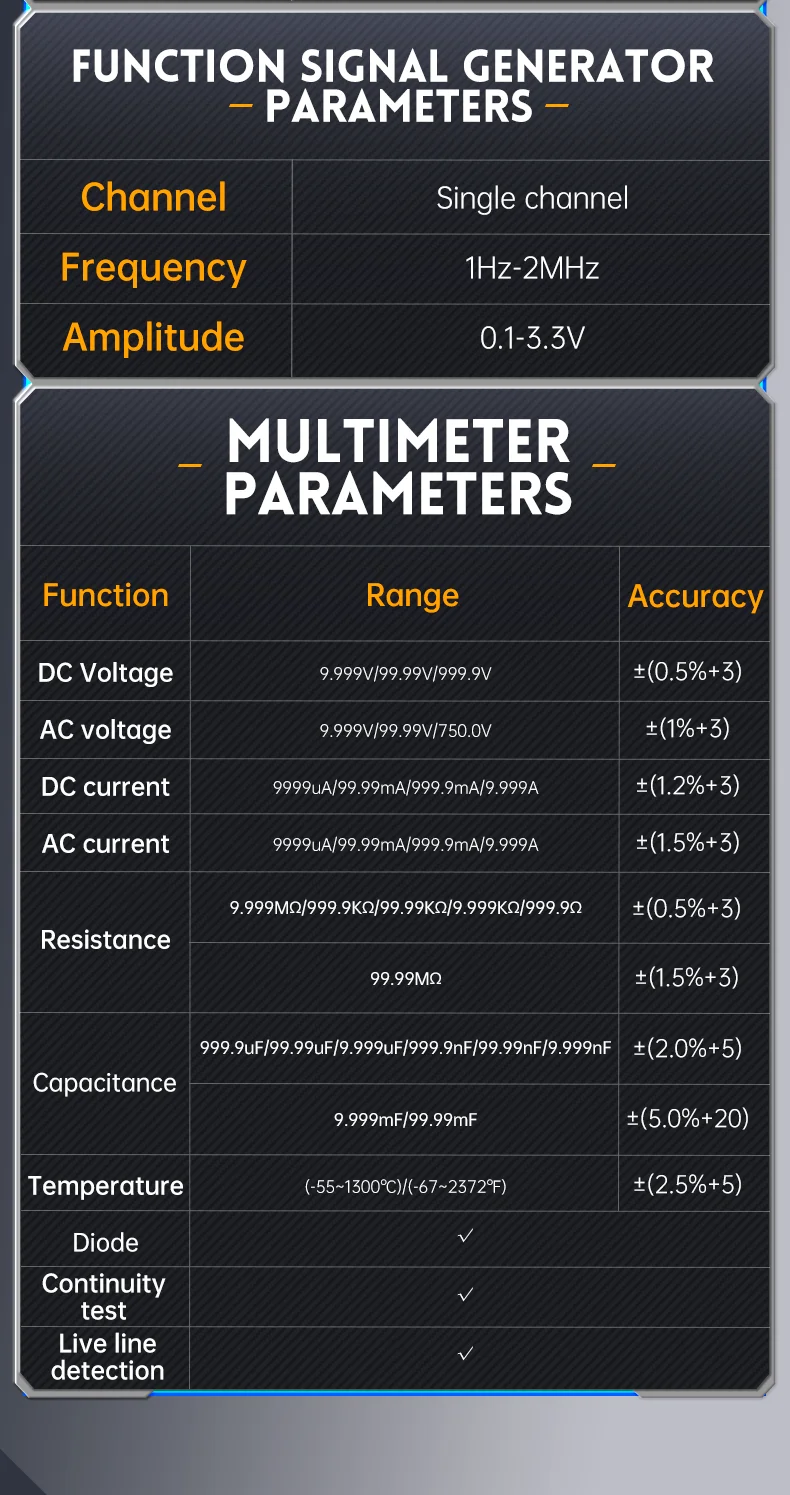 FNIRSI 2C23T 2C53T Upgrade 50MHz Handheld Digital Oscilloscope Multimeter Signal Generator 3 in 1 Dual Channel Automotive Tools