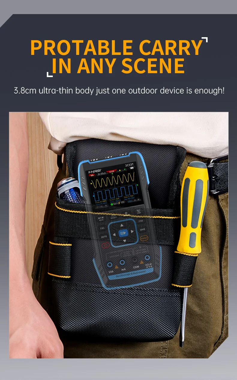FNIRSI 2C23T 2C53T Upgrade 50MHz Handheld Digital Oscilloscope Multimeter Signal Generator 3 in 1 Dual Channel Automotive Tools