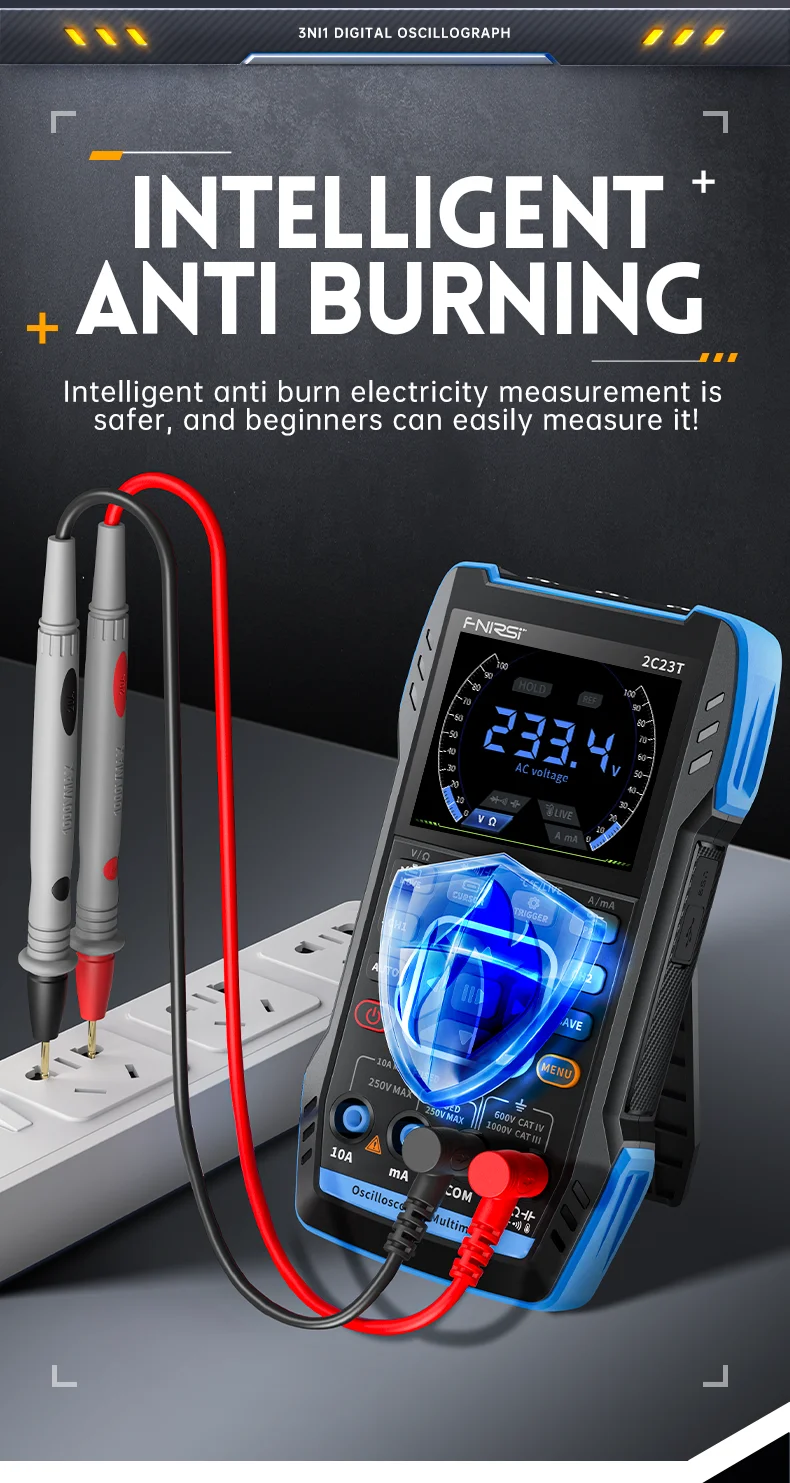 FNIRSI 2C23T 2C53T Upgrade 50MHz Handheld Digital Oscilloscope Multimeter Signal Generator 3 in 1 Dual Channel Automotive Tools