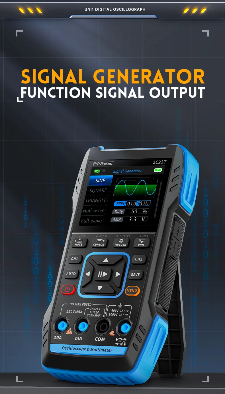 FNIRSI 2C23T 2C53T Upgrade 50MHz Handheld Digital Oscilloscope Multimeter Signal Generator 3 in 1 Dual Channel Automotive Tools